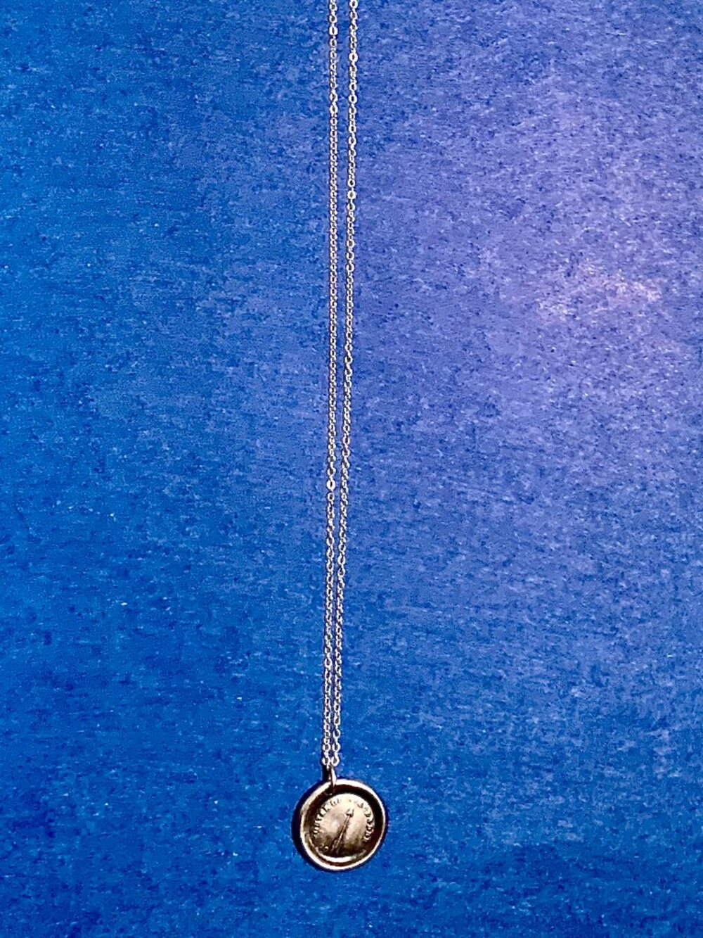 RQP Studio .999 Fine Silver Wax Seal Arrow Pendant Necklace. Hand-Pressed